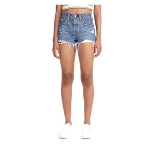 BP. Ripped High Waist Denim Mom Shorts